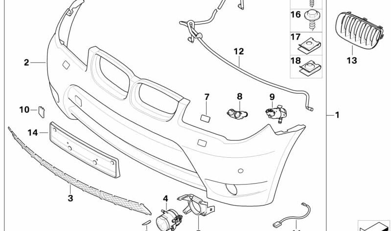 Soporte para matrícula OEM 51113400913 para BMW E83. Original BMW.