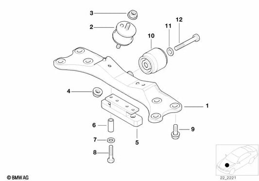 BMW E38 Transmission Support (OEM 22321096212). Original BMW