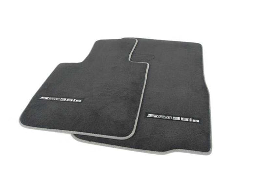 Anthracite front mats OEM 51477267571 for BMW Z4 E89 sDrive35i, sDrive35is (2009-2016). Genuine BMW.