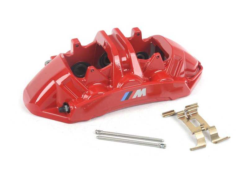 Alloggiamento del morsetto del freno rosso sinistro per BMW G87, G80, G81, G82, G83, F90N, F91, F92, F93 (OEM 34109501997). BMW originale