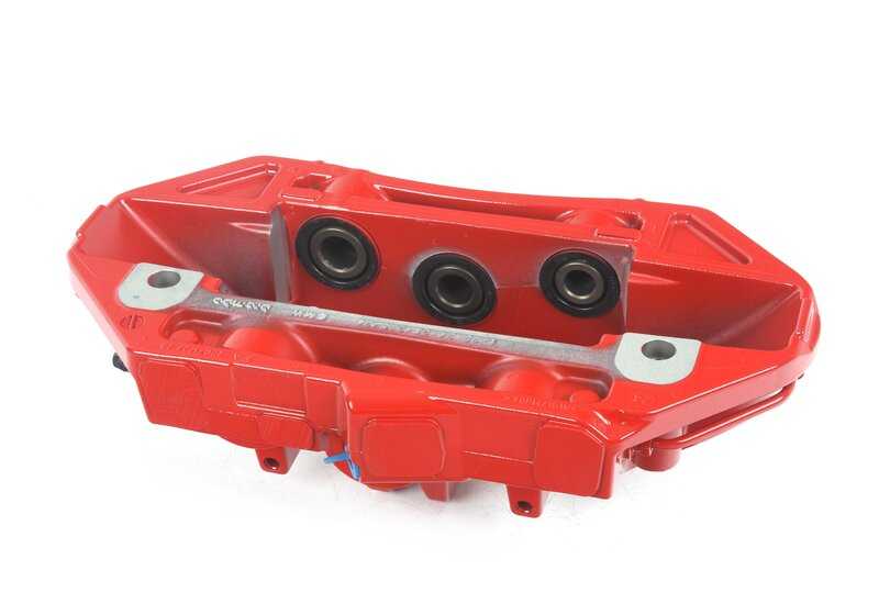 Alloggiamento del morsetto del freno rosso sinistro per BMW G87, G80, G81, G82, G83, F90N, F91, F92, F93 (OEM 34109501997). BMW originale