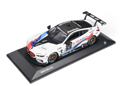 Miniatura de colección BMW Motorsport M8 GTE 1:18 con detalles originales y techo efecto carbono. Ideal para fans de BMW. OEM 80435A51946. Para todos los aficionados. Original BMW.
