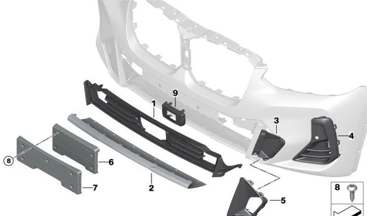 Suporte de registro frontal para BMW X3 G01N, G08F, G08N, X4 G02N (OEM 51138081080). BMW original