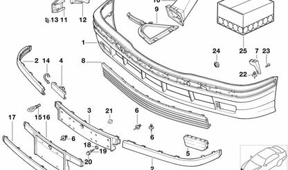 Conducto de aire izquierdo OEM 51718156251 para BMW E36 {316i, 318i, 318is, 320i, 323i, 325i, 325is, 328i, M3, Touring, Coupé, Cabrio, Compact, Berlina}. Original BMW.