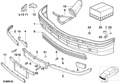 Inserto derecho para BMW Serie 3 E36 (OEM 51118122576). Original BMW