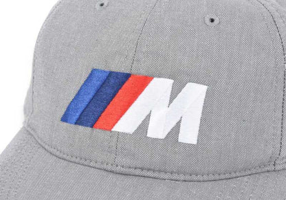 Gorra gris con logo BMW M OEM 80162864021, talla única, 100% algodón orgánico, ajuste de aluminio. Para fans de BMW M. Original BMW.
