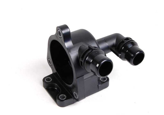 Thermostat housing for BMW E81, E82, E87, E88, E46, E90, E91, E92, E93, E60, E84, E83, E85 (OEM 11517572859). Genuine BMW