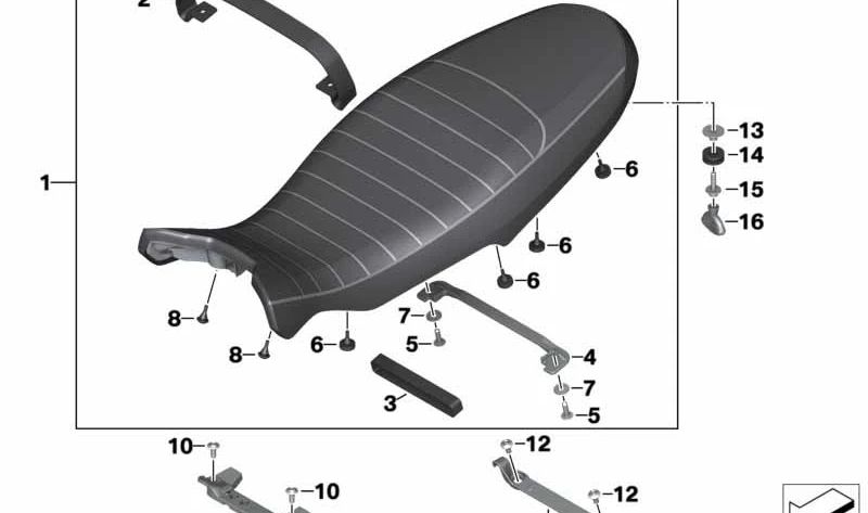 Banco del asiento marrón OEM 52538561882 para motos BMW R nineT Scrambler (K23). Original BMW Motorrad.