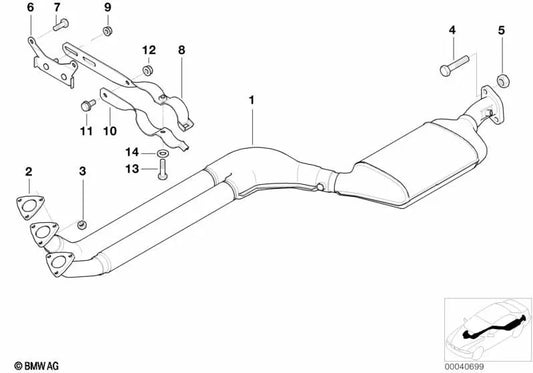 Exhaust system support plate OEM 18301427765 for BMW E36 320i M50/M52 automatic. Genuine BMW.