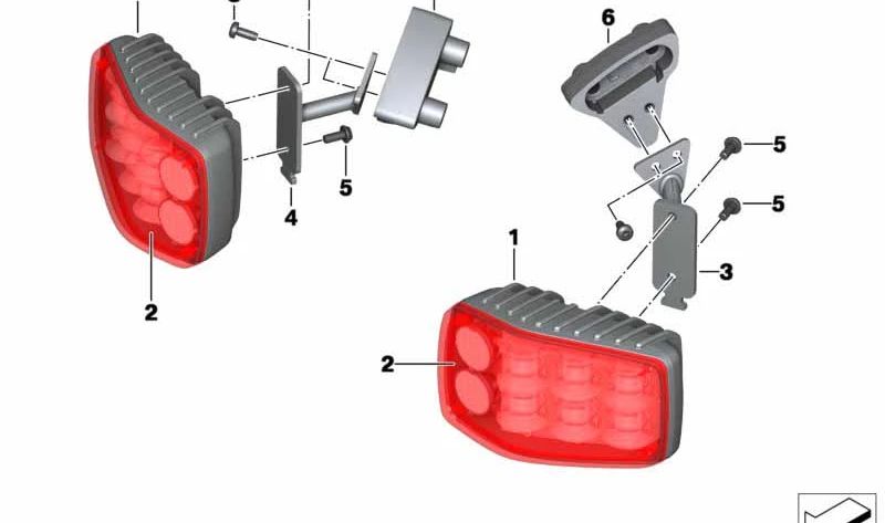 Soporte derecho para luz LED de emergencia OEM 63178527974 para BMW Motorrad F 800 GT (FK71) modelos 1.10.2012 - 31.10.2019. Original BMW Motorrad.