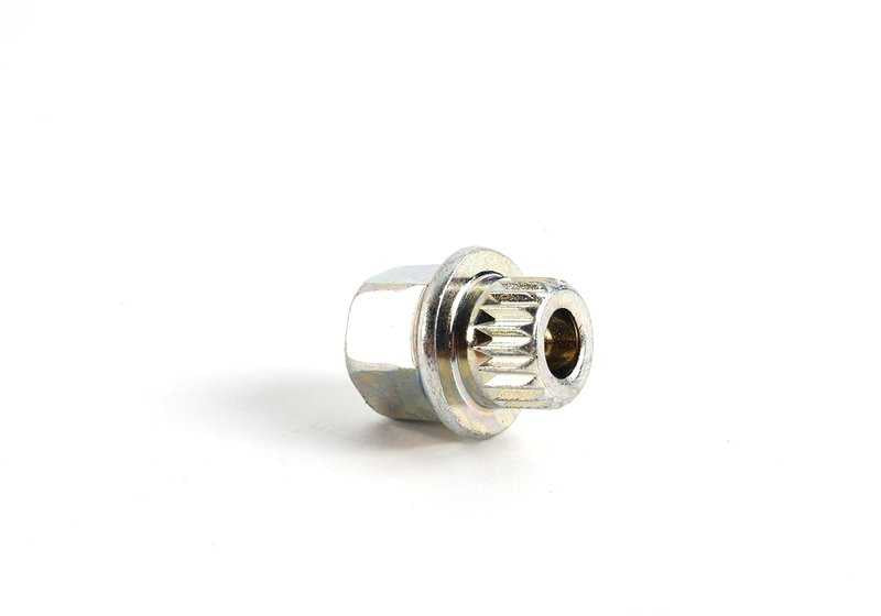 Adaptador con código OEM 36136762341 para BMW E81 (116d, 116i) con motores N45, N43, N47 y cambio manual o automático. Compatible con varios modelos de antirrobo de ruedas. Original BMW.