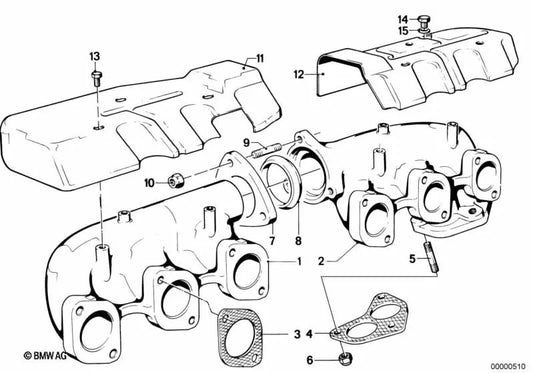 Vorderer Ableitungskollektor für BMW 5 E12 E128 (OEM 11621262869). Original BMW.