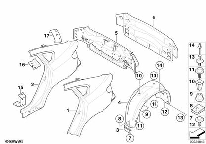 Labio de almacenamiento trasero derecho para BMW E71, E72 (OEM 51627188842). Original BMW.
