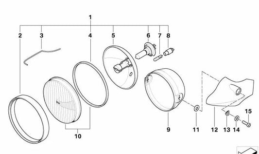 Paramento de faro izquierdo OEM 63137651021 para BMW Motorrad R1150R, R850R. Original BMW Motorrad.