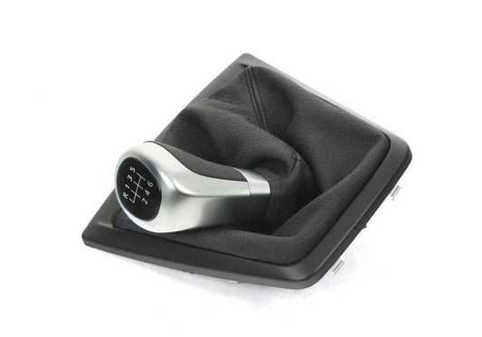 Pomo de cambio en cuero y cromo OEM 25117584548 para BMW Z4 E89 (sDrive18i, sDrive20i, sDrive23i). Compatible con modelos manuales y automáticos. Original BMW.