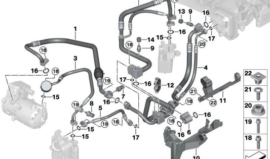 Doppio tubo per BMW 5 G60 Series, G61, Serie 7 G70 (OEM 64539872105). BMW originale
