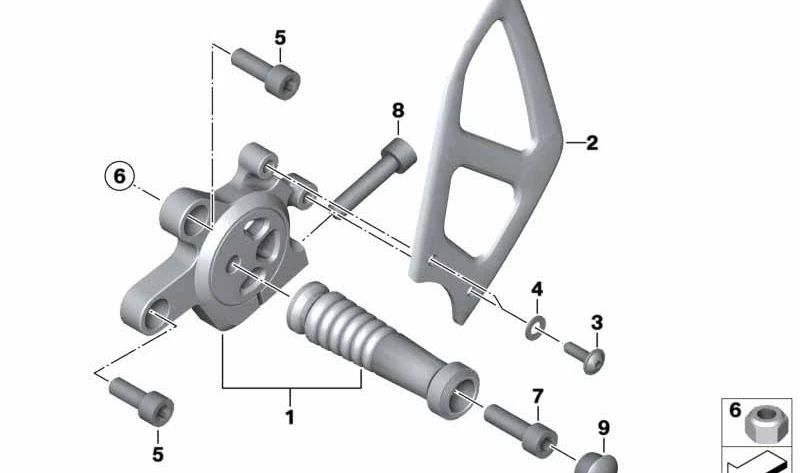 Estriberas derecha OEM 46717694128 para BMW Motorrad HP2 Sport (RK29) año 2008-2010. Repuesto original BMW Motorrad.