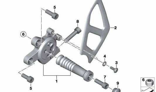 Estriberas derecha OEM 46717694128 para BMW Motorrad HP2 Sport (RK29) año 2008-2010. Repuesto original BMW Motorrad.