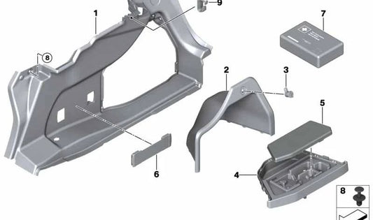 Revestimiento maletero derecho OEM 51167467122 para BMW F32, F32N, F82, F82N. Original BMW.