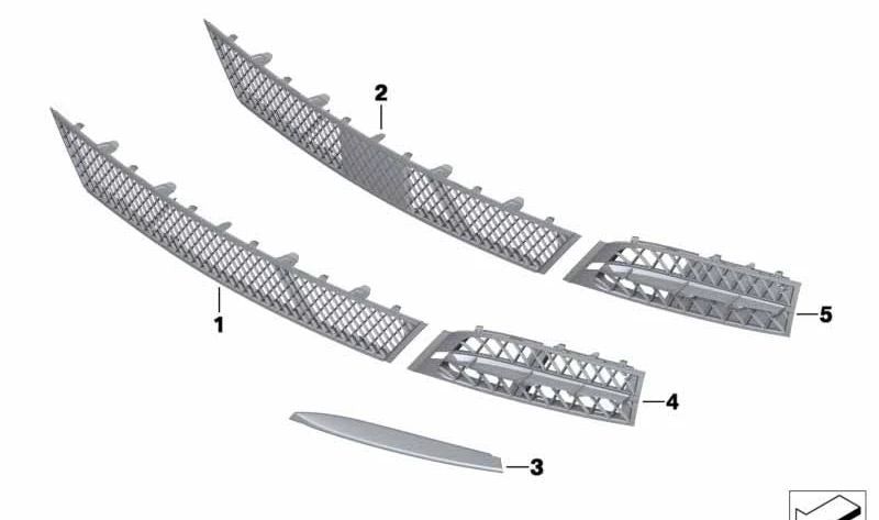 Embellecedor lateral izquierdo OEM 51117172369 para BMW F07 (Serie 5 GT). Pieza original BMW.