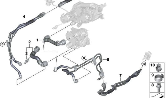 Abrazadera de manguera OEM 32411131373 para BMW G42, U06, G20, G21, G28, G22, G23, G26, F07, F10, F11, G30, G31, G60, G61, G32, G11, G12, G70, G14, G15, G16, U11, G01, G45, G02, G05, G06, G07. Original BMW.
