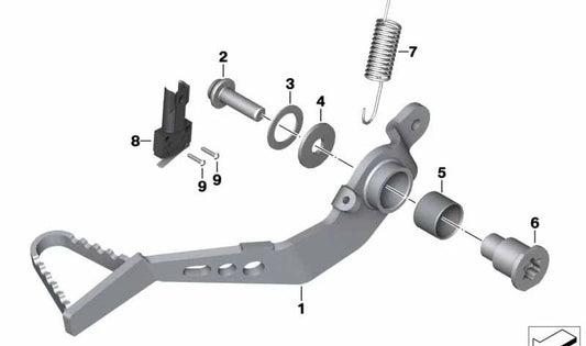 OEM rear brake pedal 35219457887 for bmw R Nine SCRAMBLER motorcycles, R Nine Urban G/s. Original BMW Motorrad.
