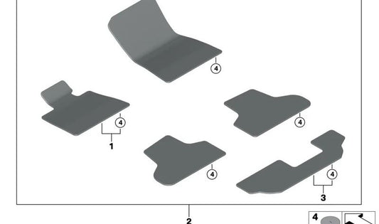 Juego de alfombrillas originales OEM 51475A20E47 color negro para BMW X5 G05. Accesorio perfecto para proteger el suelo del coche y darle un toque elegante. Original BMW.