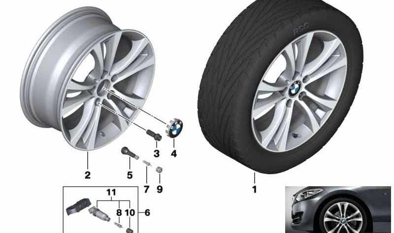 Llantas de aleación ligera 18" jet black OEM 36116890427 para BMW F20, F20N, F21, F21N, F22, F22N, F23, F23N. Original BMW.