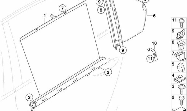 Estor de protección solar para BMW Serie 5 E61 (OEM 51357079395). Original BMW