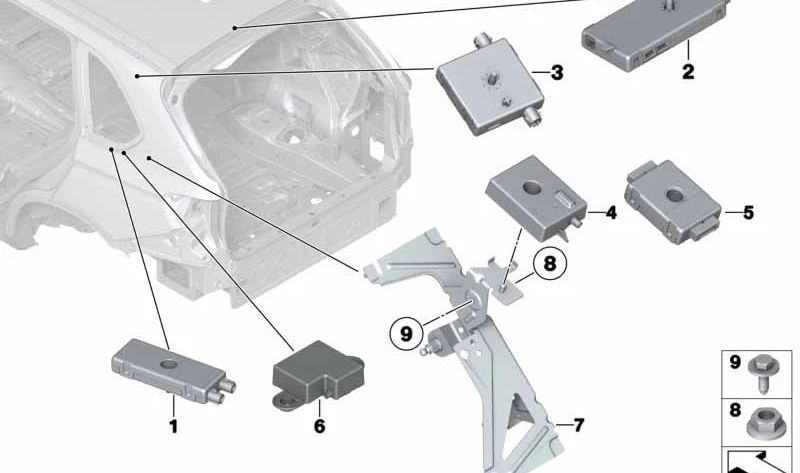 Amplificador de antena diversidad OEM 65209353217 para BMW X6 F16 (xDrive28i, 30d, 35i, 40d, 50i). Compatible con modelos fabricados entre 2014 y 2019. Repuesto original BMW.