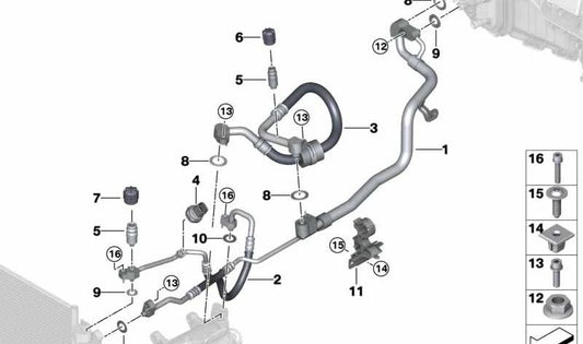 Tubo di condizionamento dell'aria OEME 64536817767 per BMW G20, G20N, G21. Collegare l'evaporatore e il compressore. BMW originale.
