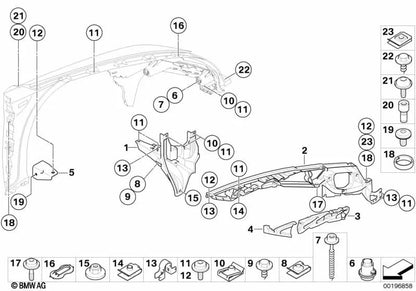 Upper right module bracket for BMW X5 E70, E70N, X6 E71, E72 (OEM 51657157990). Original BMW