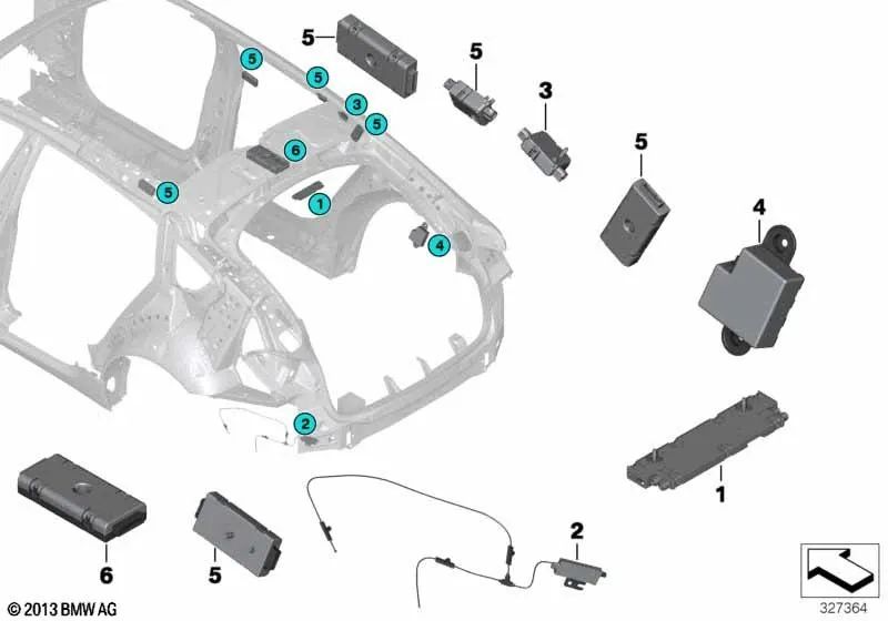 Amplificador de Antena para BMW F07, F07N Serie 5 (OEM 65209276007). Original BMW.