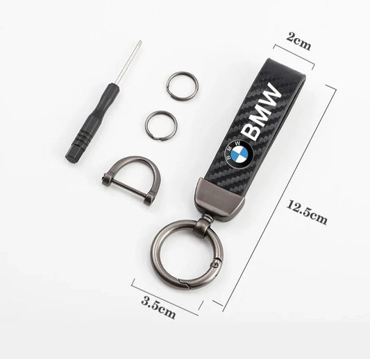 BMW 50th Carbon Fiber Keychain - Premium Zinc Alloy Accessory