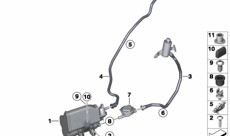Tubo di ventilazione con filtro della polvere per BMW F20N, F80, F32N, F82, F83 (OEM 16137839801). BMW originale