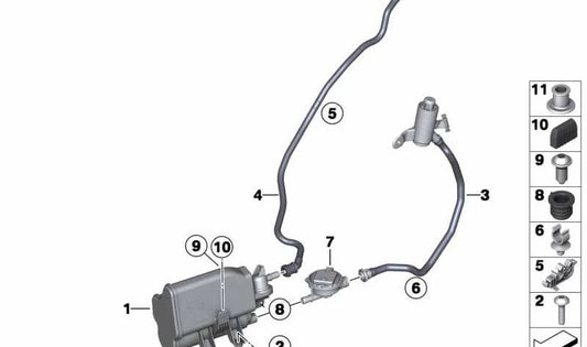 Tube de ventilation avec filtre à poussière pour BMW F20N, F80, F32N, F82, F83 (OEM 16137839801). BMW d'origine