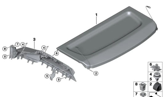 Bandeja portaobjetos OEM 51467952300 para BMW Serie 2 U06. Original BMW.
