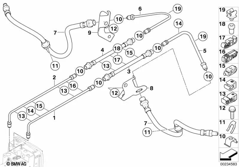 Supporto per il dotto del freno a 3 vie per BMW X5 E70, X6 E71, E72, E70N (OEM 34326779758). BMW originale.
