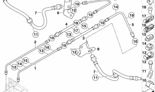 Brake hose OEM 34326785717 for BMW E70, E71. Original BMW
