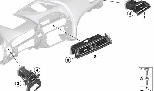 Rejilla de ventilación izquierda OEM 64229197488 para BMW F06, F06N, F12, F12N, F13, F13N. Recambio original BMW.