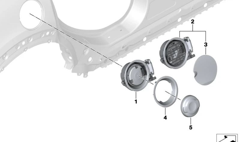 Cuba de cierre Piano Black OEM 51179450764 para MINI F56, F57, F57 LCI. Original MINI.