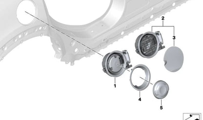 Cuba de cierre Piano Black OEM 51179450764 para MINI F56, F57, F57 LCI. Original MINI.