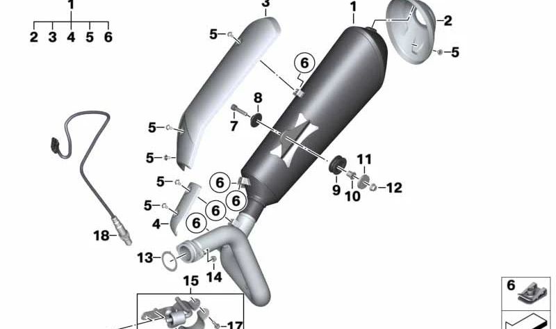 Sistema de silenciador OEM 18518556578 para BMW Motorrad G 310 R (04/2016 - 09/2020). BMW Motorrad original.