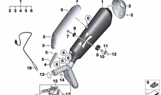 Moldura colector OEM 18518564463 para motos BMW G 310 R (K03). Original BMW Motorrad.