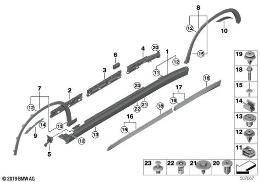 Moulage de pare-chocs imprimé droit pour BMW F48, F48N (OEM 51138067706). BMW d'origine.