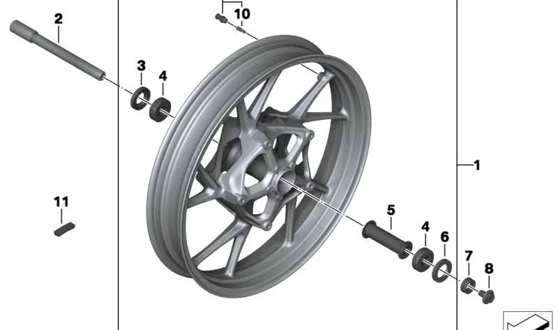 Casquillo distanciador exterior delantero OEM 36318523258 para motos BMW F800GT, F800ST, F800S. Original BMW Motorrad.