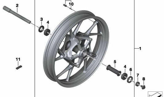 Casquillo distanciador exterior delantero OEM 36318523258 para motos BMW F800GT, F800ST, F800S. Original BMW Motorrad.