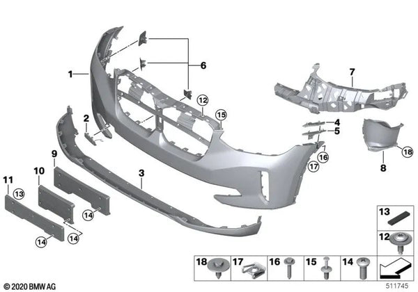 Aircurtain derecha para BMW BEV (OEM 51118498656). Original BMW