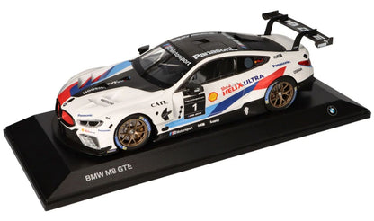 Miniatura de colección BMW Motorsport M8 GTE 1:18 con detalles originales y techo efecto carbono. Ideal para fans de BMW. OEM 80435A51946. Para todos los aficionados. Original BMW.