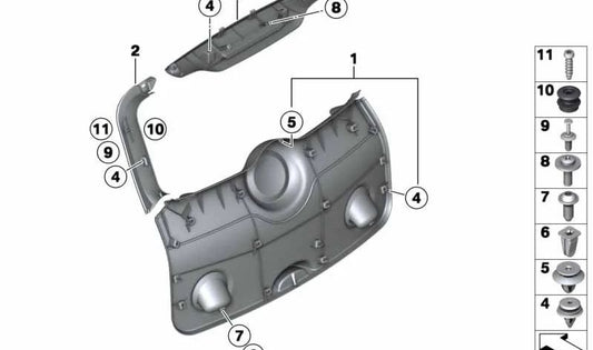 Revestimiento interior izquierdo del portón trasero OEM 51499801415 para MINI R60, R61. Original MINI.
